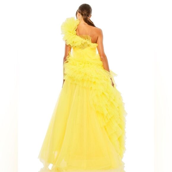 Mac Duggal Style #20534 Vibrant Yellow Ruffled Gown/ size 4 - Picture 2 of 4